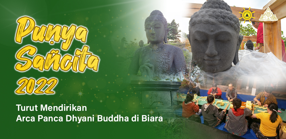 Punya Sancita 2022: Turut Mendirikan Arca Panca Dhyani Buddha di Biara